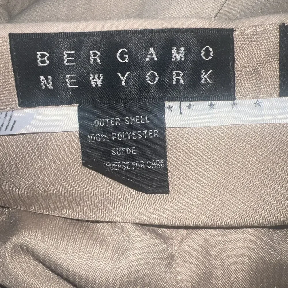 Bergamo New York Dress Pants Beige Pleated Korea Vintage Style Poly Suede 44x32
